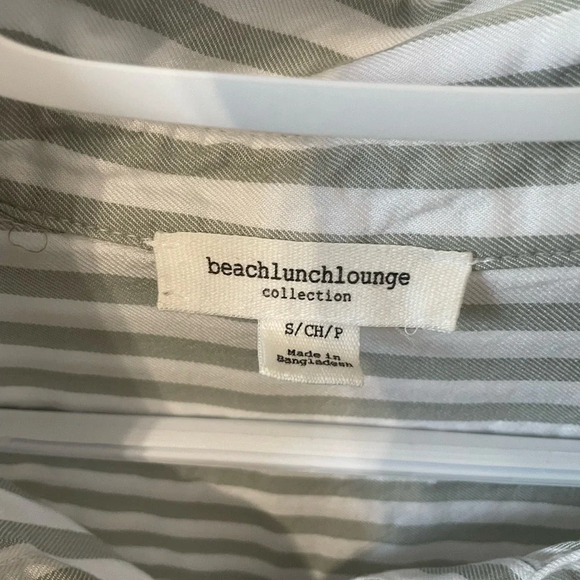 beachlunchlounge Green and White Striped Button Down Shirt - Picture 7 of 8